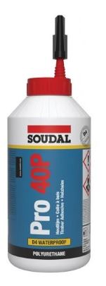 Colle à bois résistante à l'eau Soudal Pro 40P brune 750gr